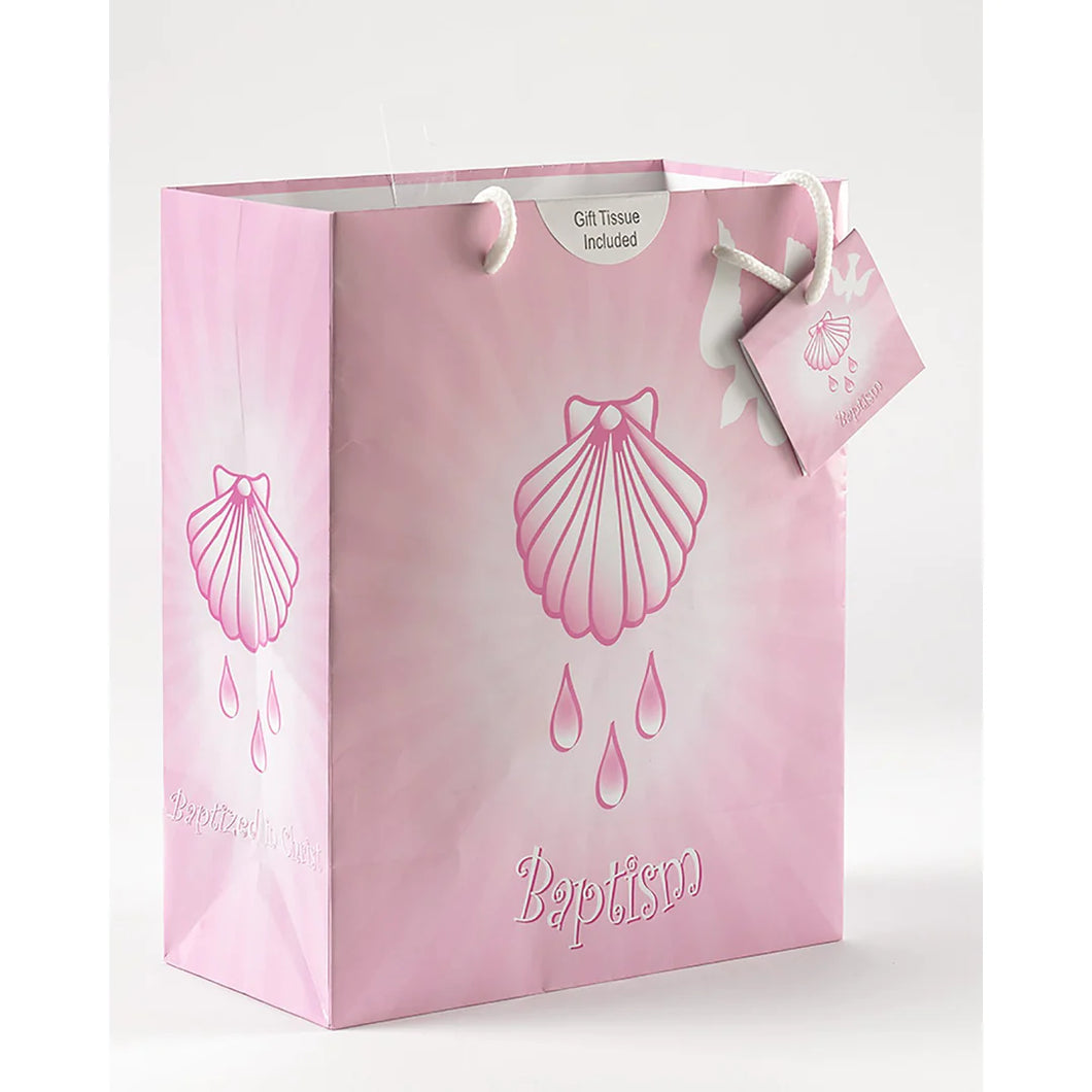 Baptism Gift Bag with Tissue Paper - Pink
