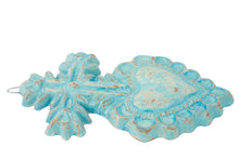 Load image into Gallery viewer, Corpus Clay Heart with Cross-7.5x13 in-Handmade-Blue