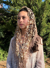 Load image into Gallery viewer, Cherry Blossom Church Veil - COFFEE 48″ x 13″