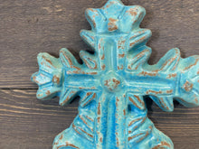 Load image into Gallery viewer, Turquoise Clay Heart Cross-Handmade-7.5x13 inch