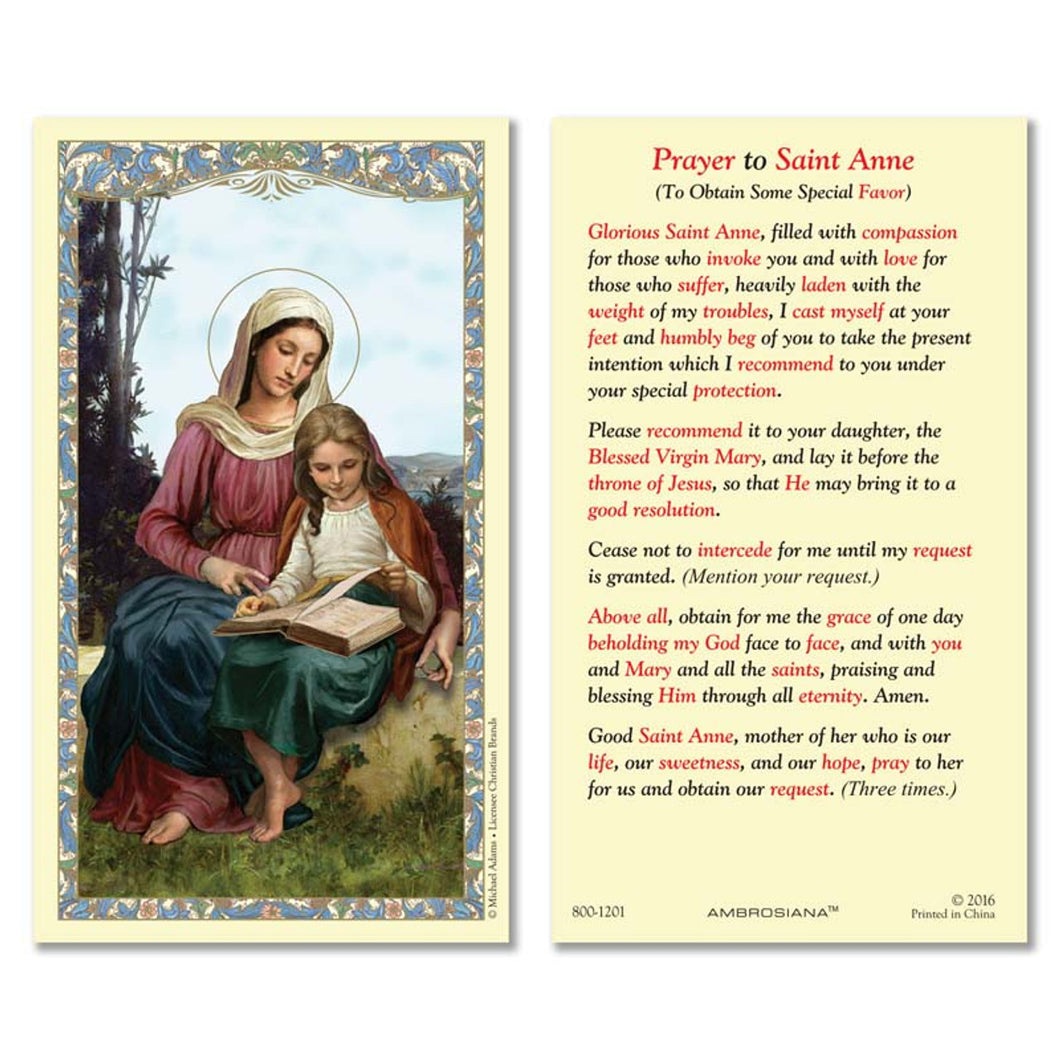 Saint Anne  Holy Card