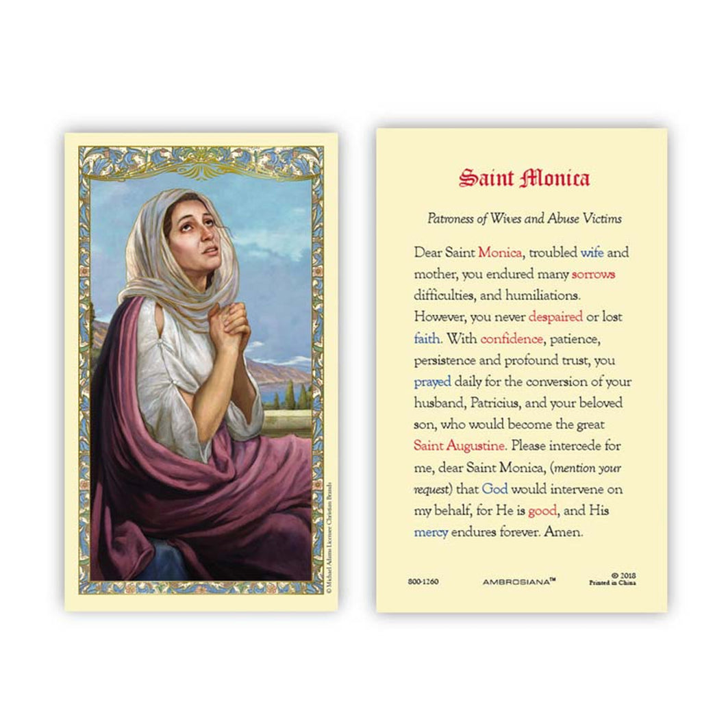 Saint Monica Laminated Holy Card