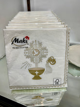 Load image into Gallery viewer, Christening Gold Ecru Lunch Napkins - Baptism Napkins