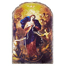 Load image into Gallery viewer, Arched Tile Plaque with Stand - Mary Untier of Knots