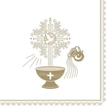 Load image into Gallery viewer, Christening Gold Ecru Lunch Napkins - Baptism Napkins