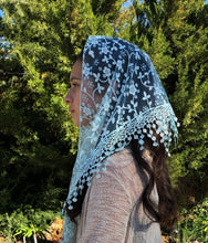 Load image into Gallery viewer, Cherry Blossom Church Veil - BLUE 48″ x 13″