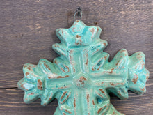 Load image into Gallery viewer, Turquoise Clay Heart Cross-Handmade-7.5x13 inch