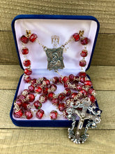 Load image into Gallery viewer, Rosary * Rose Painted Crystal/ Red

