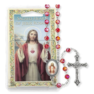 Red Crystal Bead Sacred Heart of Jesus Rosary