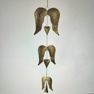 Hanging Angel Wings with Bell Windchime