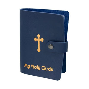 Blue Gold Stamped Leatherette Card Holder For 40 Cards