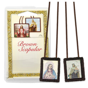 🌟 Sacred Heart and Our Lady of Mt. Carmel Genuine Brown Wool Scapular