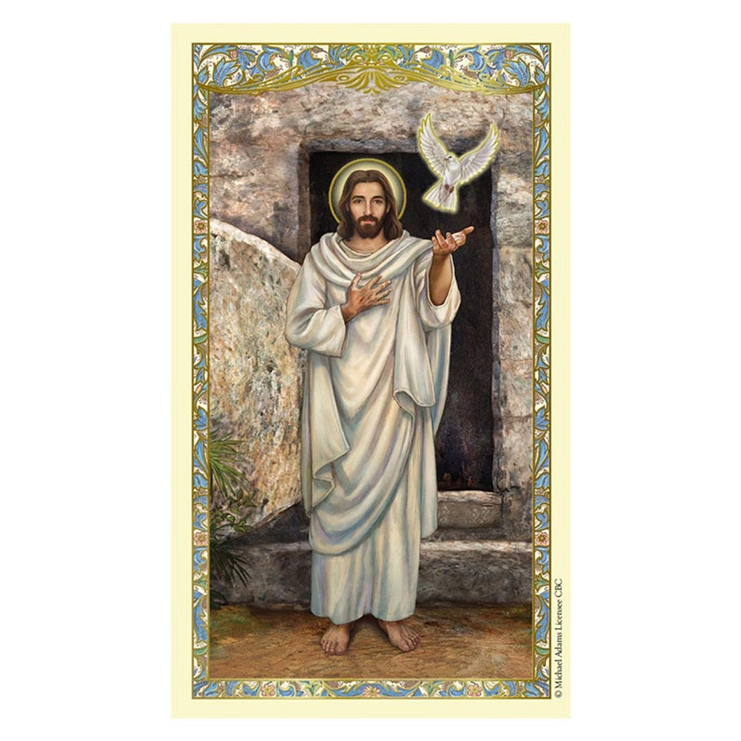 Christ With Dove Laminated Holy Card
