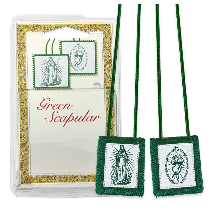 🌟 Immaculate Heart of Mary Genuine Green Wool Scapular