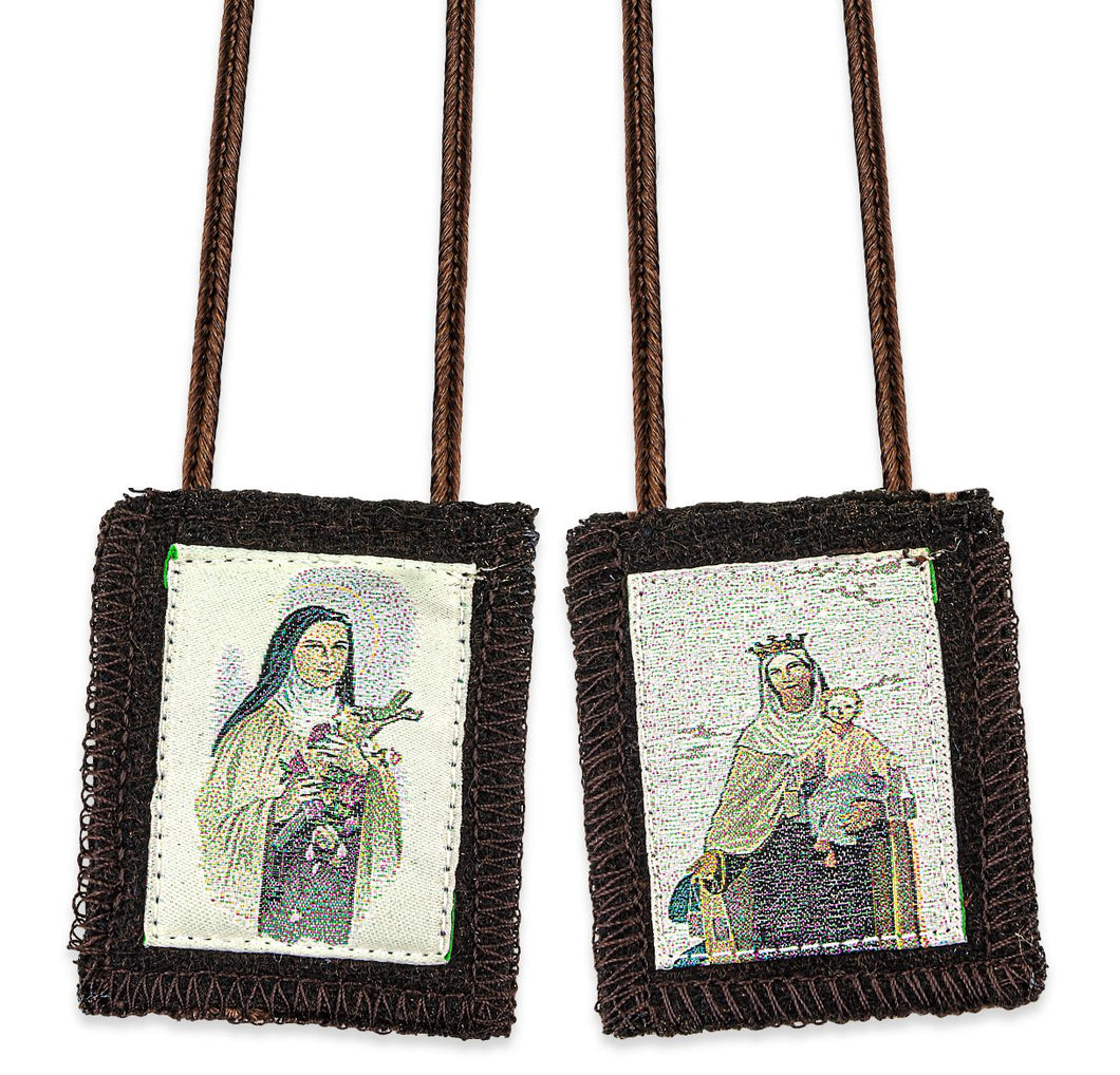St. Therese and Our Lady of Mt. Carmel Brown Wool Scapular