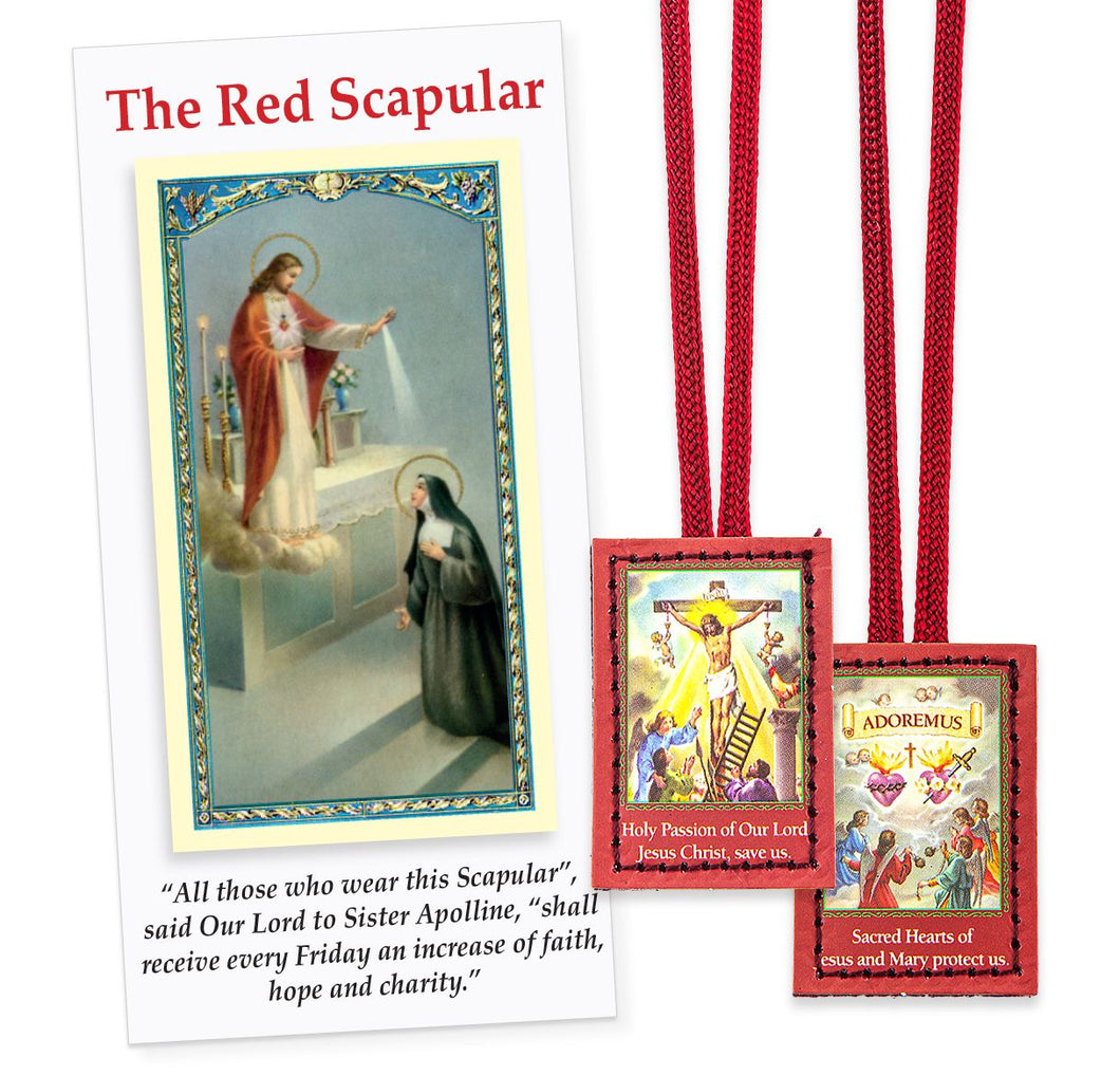 Red Scapular of the Passion with Instruction Pamphle