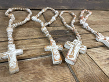 Load image into Gallery viewer, Trinity Clay Rosary Beads- 14-18 inches-White Washed
