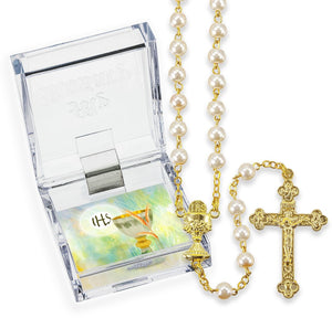 White Pearl Bead Communion Rosary