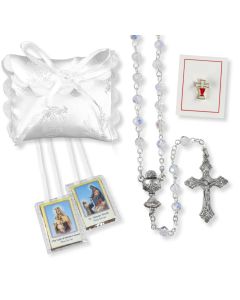 Crystal Bead Rosary Girls First Communion Set