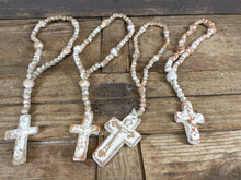 Load image into Gallery viewer, Trinity Clay Rosary Beads- 14-18 inches-White Washed
