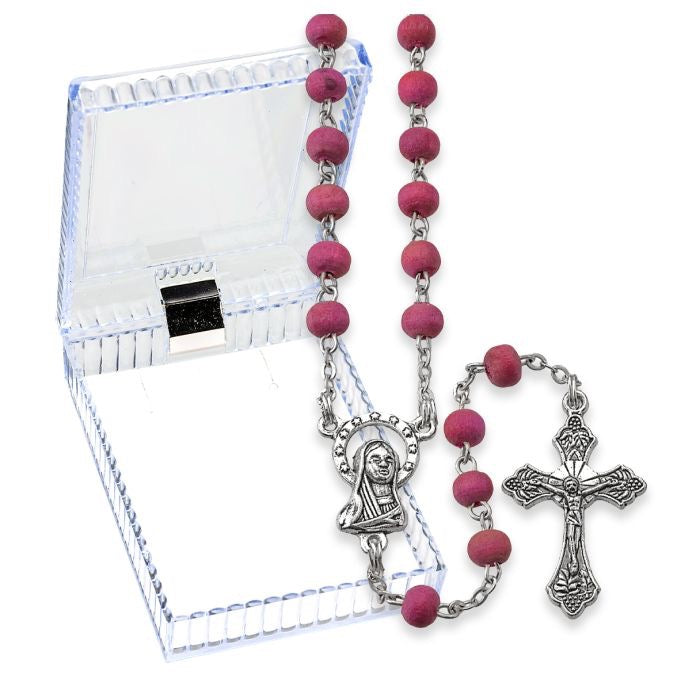Rose Scented Wood Bead Rosary