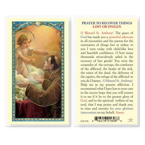 Saint Anthony of Lost Articles Holy Card