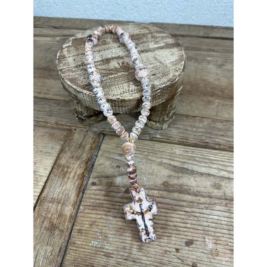 Trinity Clay Rosary-White-Beads-14-18 inch