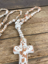 Load image into Gallery viewer, Trinity Clay Rosary Beads- 14-18 inches-White Washed
