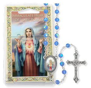 Light Sapphire Bead Immaculate Heart of Mary Rosary