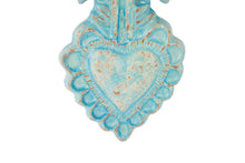 Load image into Gallery viewer, Corpus Clay Heart with Cross-7.5x13 in-Handmade-Blue

