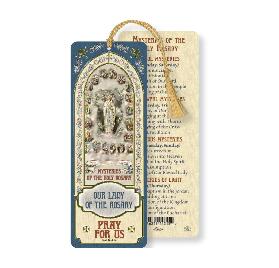 Our Lady of the Rosary Laminated Bookmark with Tassel