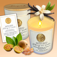 Load image into Gallery viewer, Scentspirations Candles: With God - Frankincense &amp; Vanilla Monk Fruit
