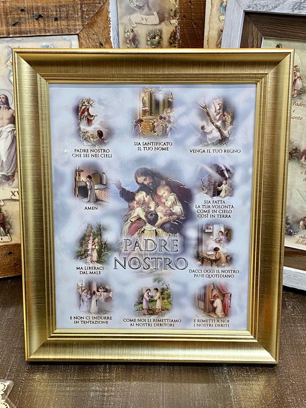 Our Father ( Padre Nostro) Italian Print in Gold Frame