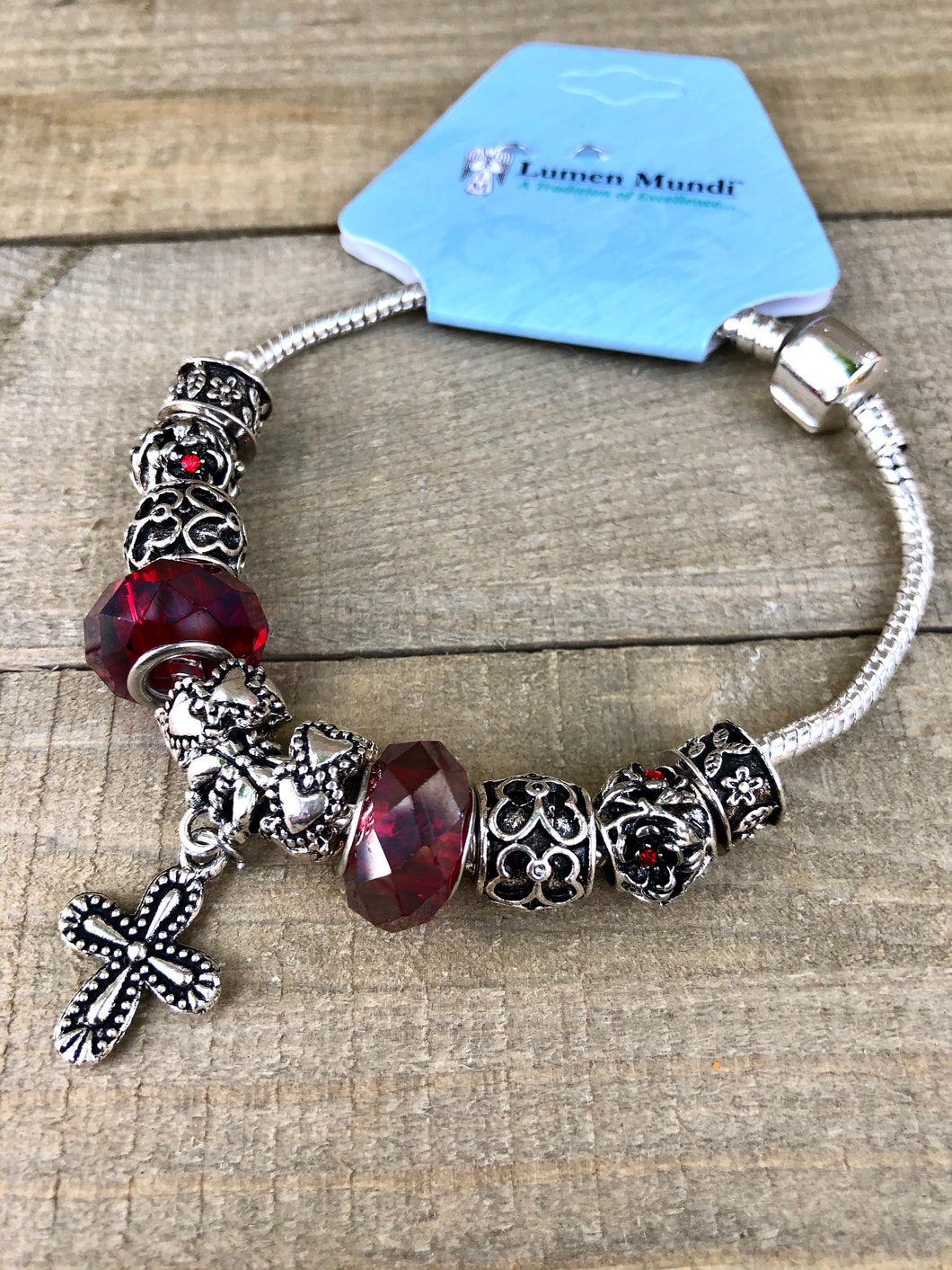 Bracelet - Toggle and Cross / Red