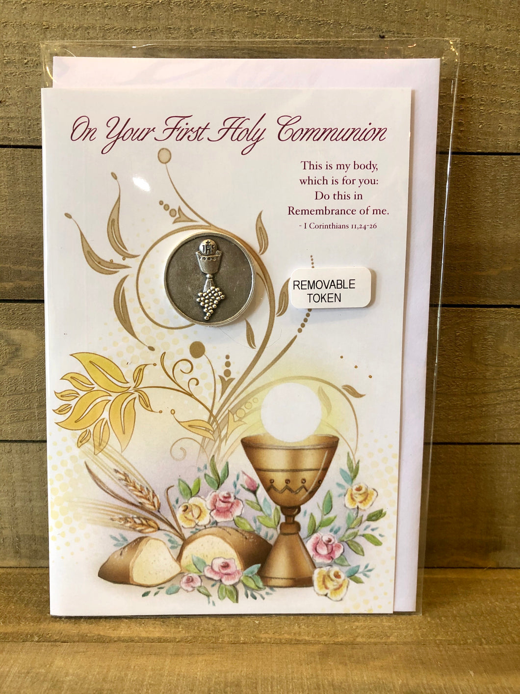 First Holy Communion Card with Token