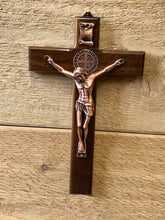 Load image into Gallery viewer, Crucifix - St Benedict/Rose Gold
