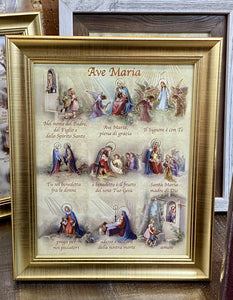 Hail Mary (Ave Maria) Italian Print in Gold Frame