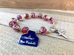 Rosary Bracelet - Red Crystal